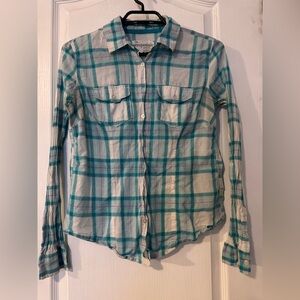 Aeropostale Teal and White Plaid Shirt